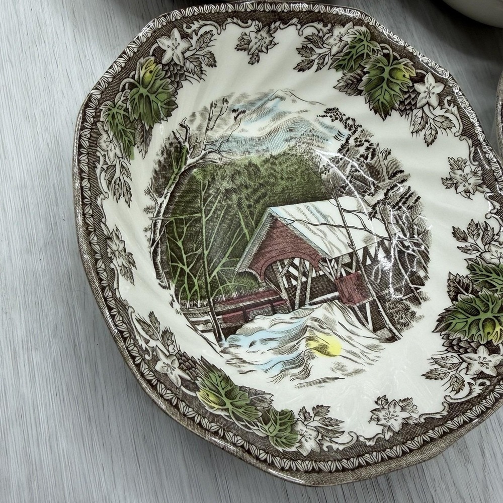 Johnson Bros Friendly Village Covered Bridge Cereal Bowl Set 4 Made in England - Picture 2 of 6